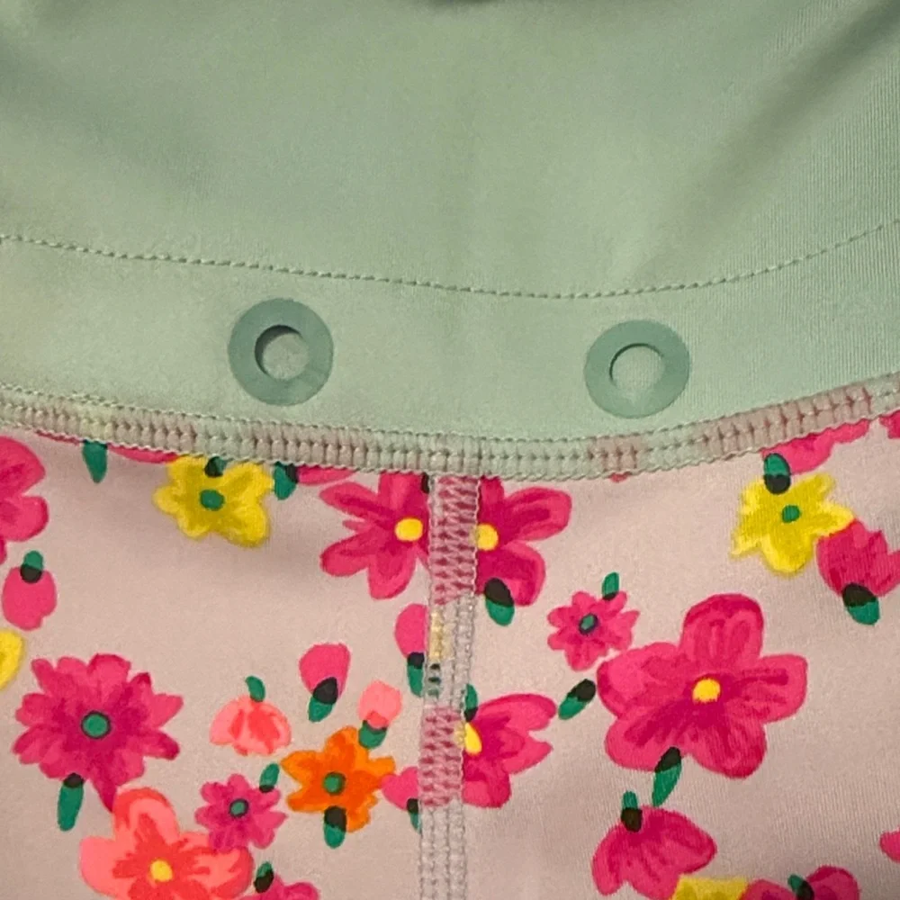 496 Kate Spade New York Floral Colorblock Leggings Small Pink Green Athleisure